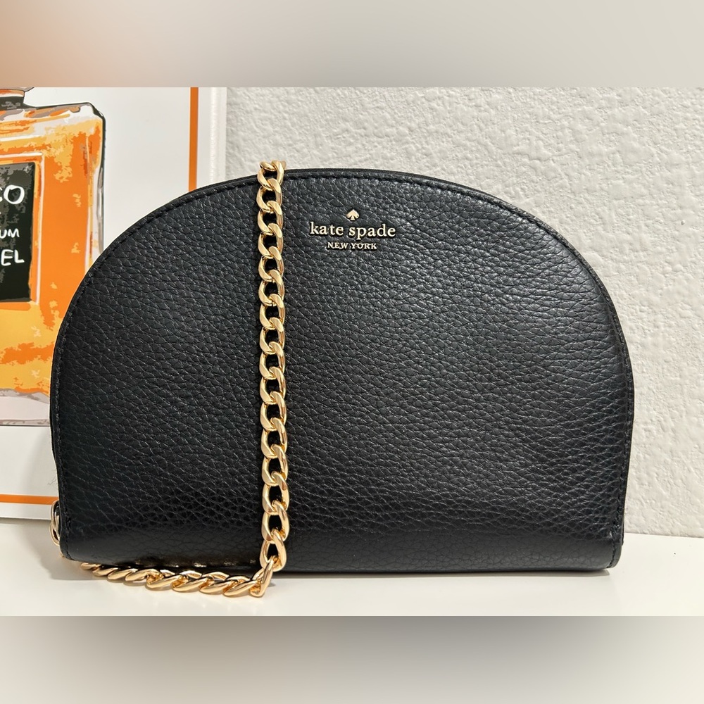 Kate Spade Black Clutch with Gold Chain